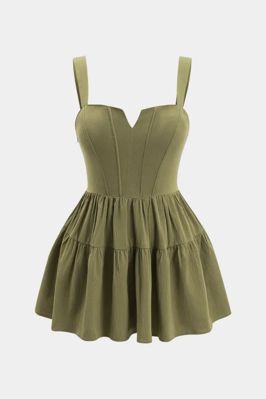 Plus størrelse lynlås v-hals ærmeløs mini kjole sold by Micas