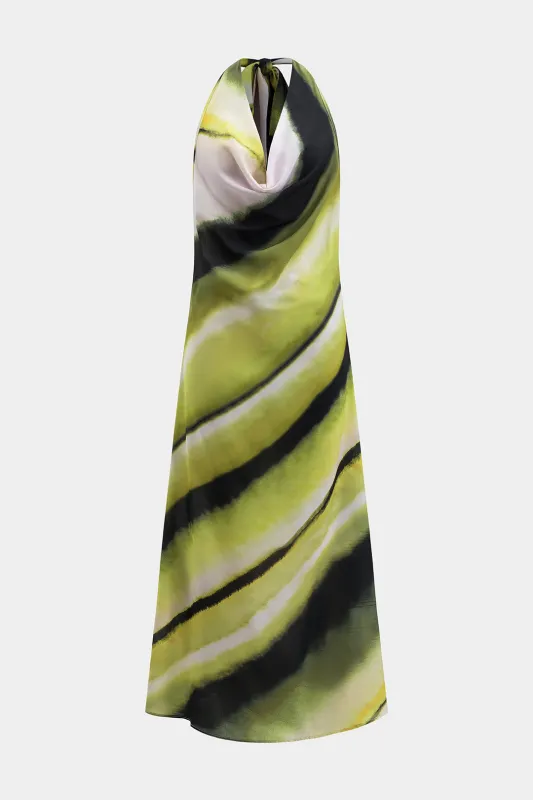 Abstrakt print ærmeløs rygfri slip maxi kjole sold by Micas