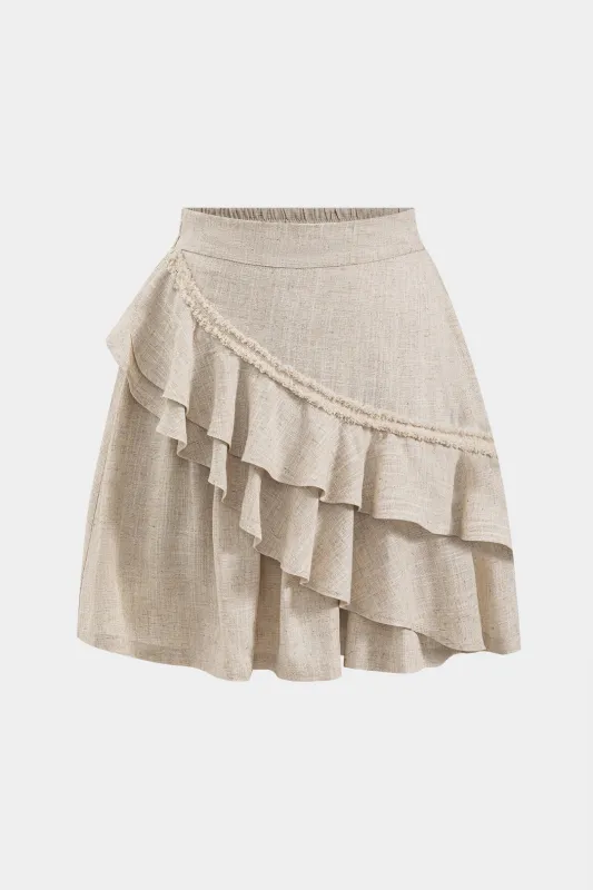 Linned ruffle nederdel sold by Micas