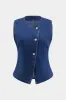 Denim -knap vest og brede ben jeans sæt sold by Micas