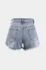 Denim høj talje perlerede shorts sold by Micas