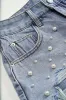 Denim høj talje perlerede shorts sold by Micas