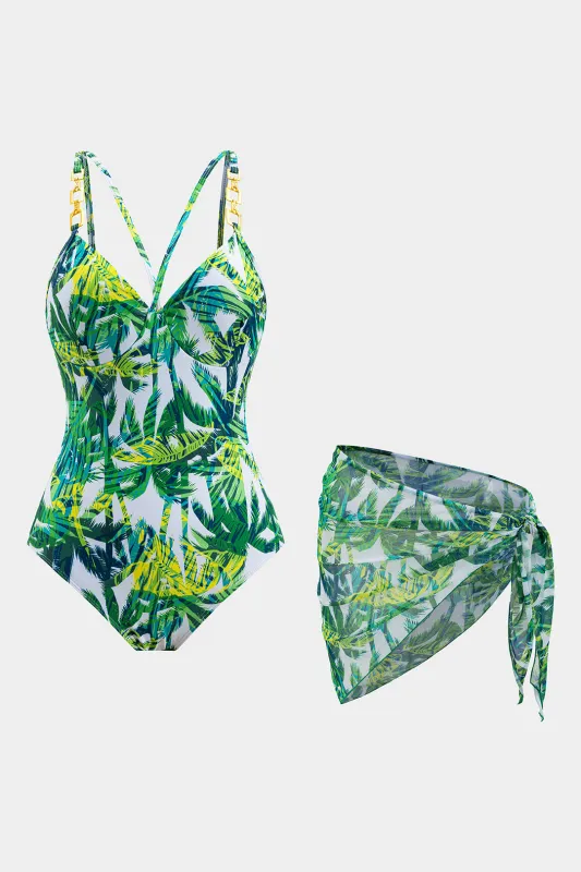 Coconut Palm Print metallisk badedragt og dækker sæt sold by Micas