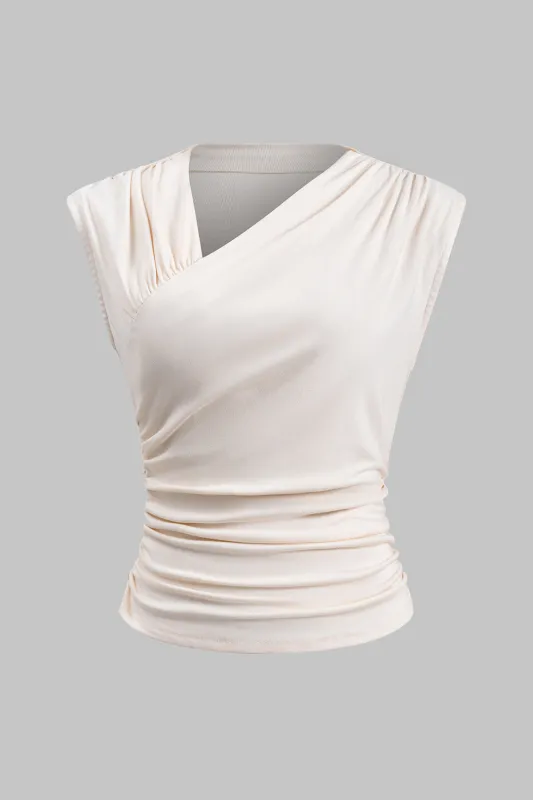 Asymmetrisk ruched tank top sold by Micas