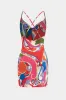 Abstrakt kontrast Print Rackless Slip ærmeløs mini kjole sold by Micas