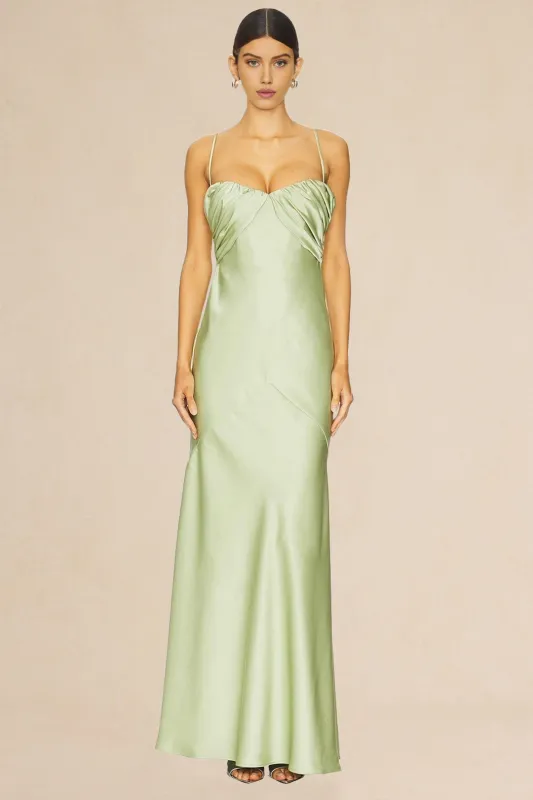 Satin Ruched Slip ærmeløs maxi kjole sold by Micas