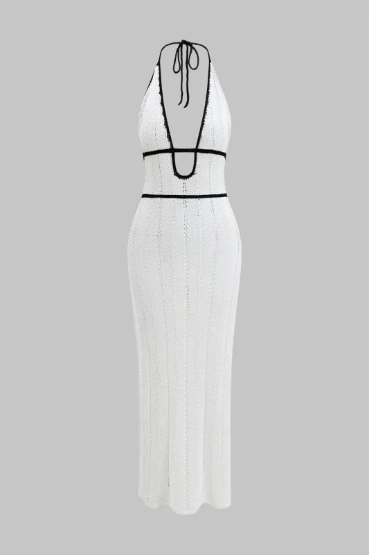 Bagløst stroppet V-hals ærmeløs maxi kjole sold by Micas
