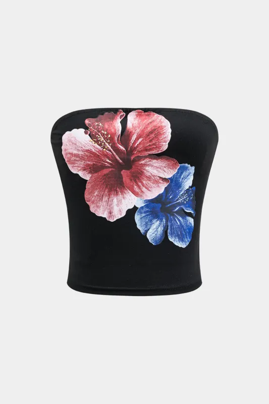 Blomsterprint stropløs rør top sold by Micas