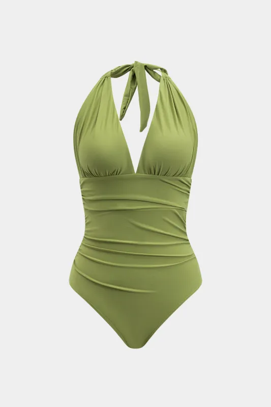 Tie halter rygfri v-hals-badedragt i ét stykke sold by Micas