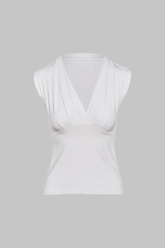Ruched ærmeløs V-hals tank top sold by Micas