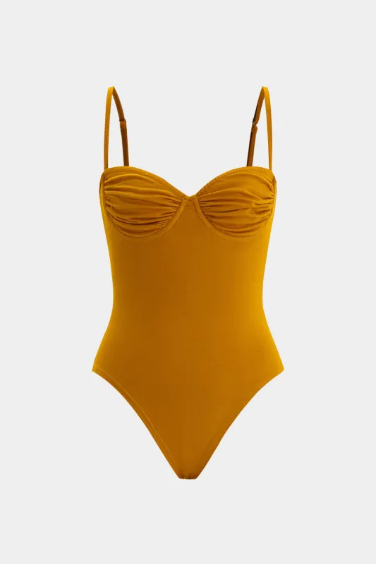 Ruched slip ærmeløs bodysuit sold by Micas