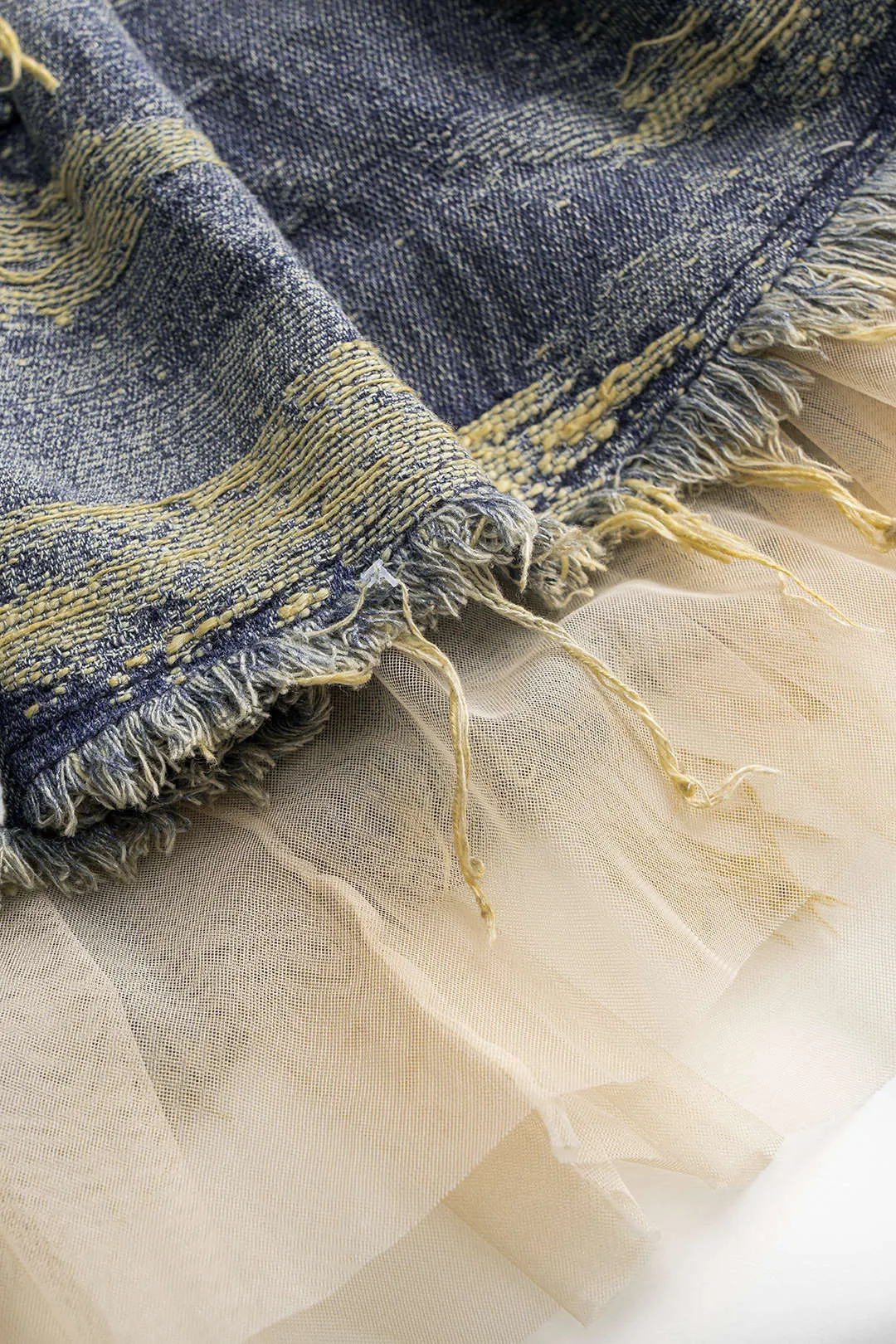 Denim mesh patchwork nederdel sold by Micas product image thumbnail 4