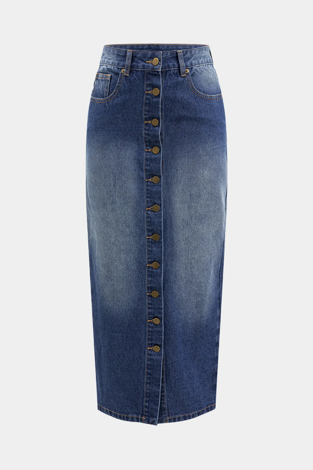 Denim High Slit High Waist Skirt sold by Micas