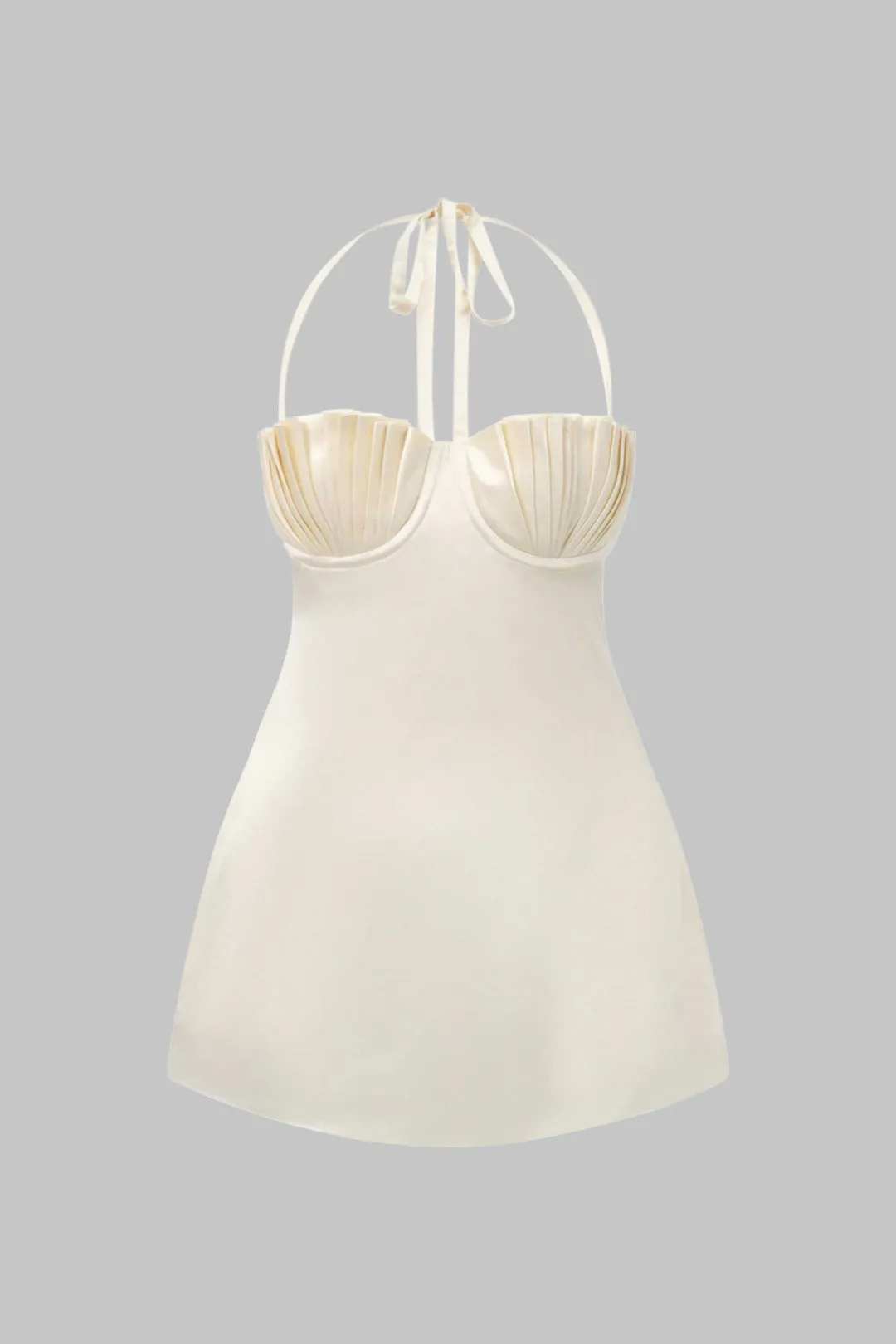 Satin halter hals ærmeløs mini kjole sold by Micas