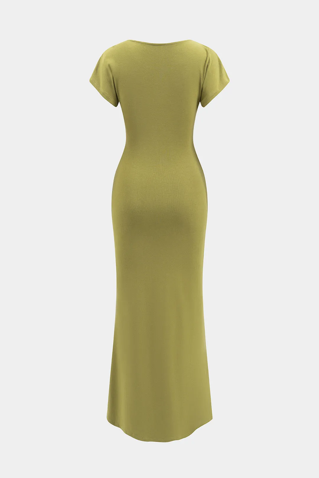 Ruched V-hals kortærmet midi kjole sold by Micas product image thumbnail 2