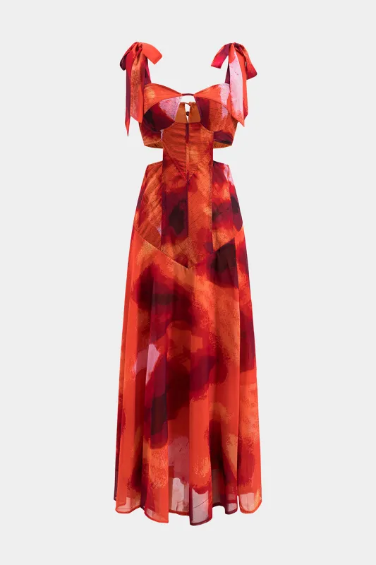 Abstrakt printbindet tank ærmeløs midi-kjole sold by Micas