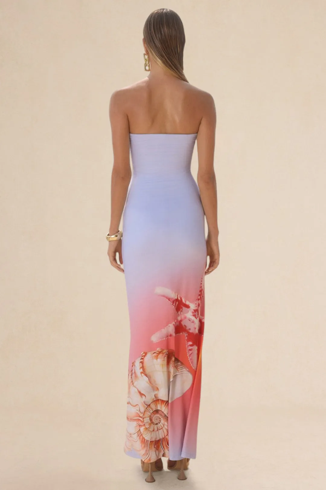 Tropisk print Ruched hul ud ærmeløs maxi kjole sold by Micas product image thumbnail 2