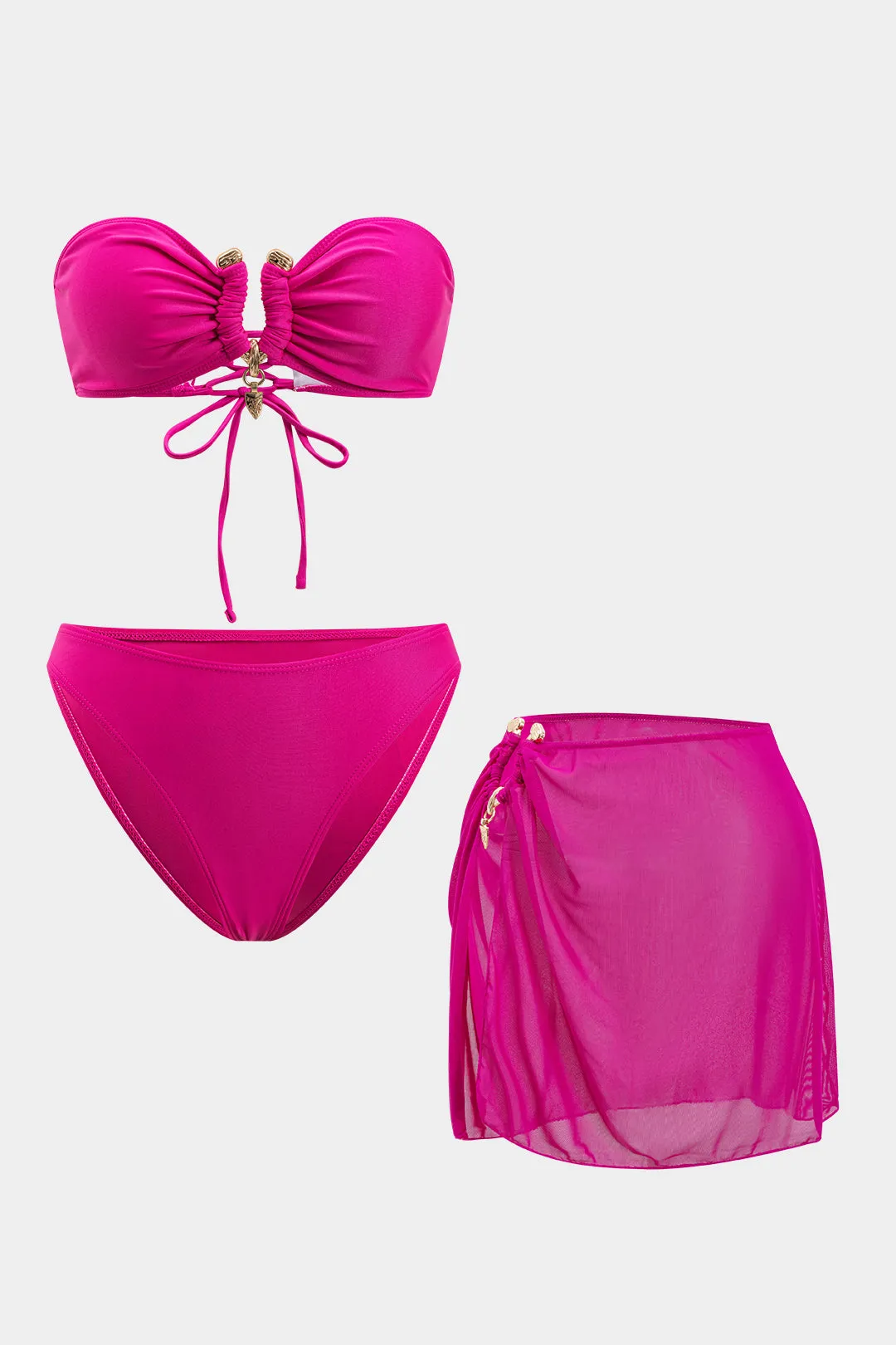 Mesh Metallic Backless Bikini Set sold by Micas