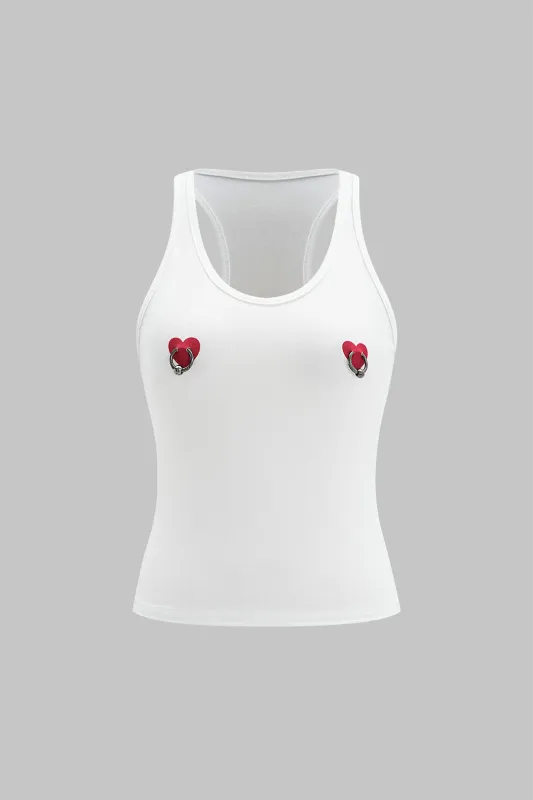 Hjerteprint metallisk tank top sold by Micas