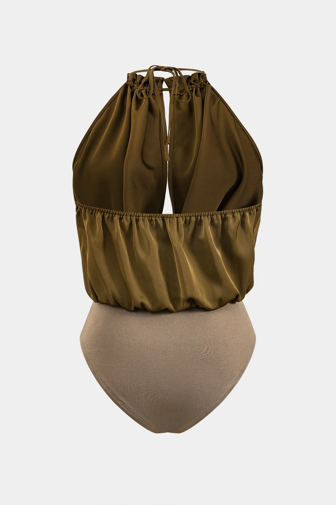 Plus størrelse satin patchwork rygfri binding ærmeløs bodysuit sold by Micas product image thumbnail 2