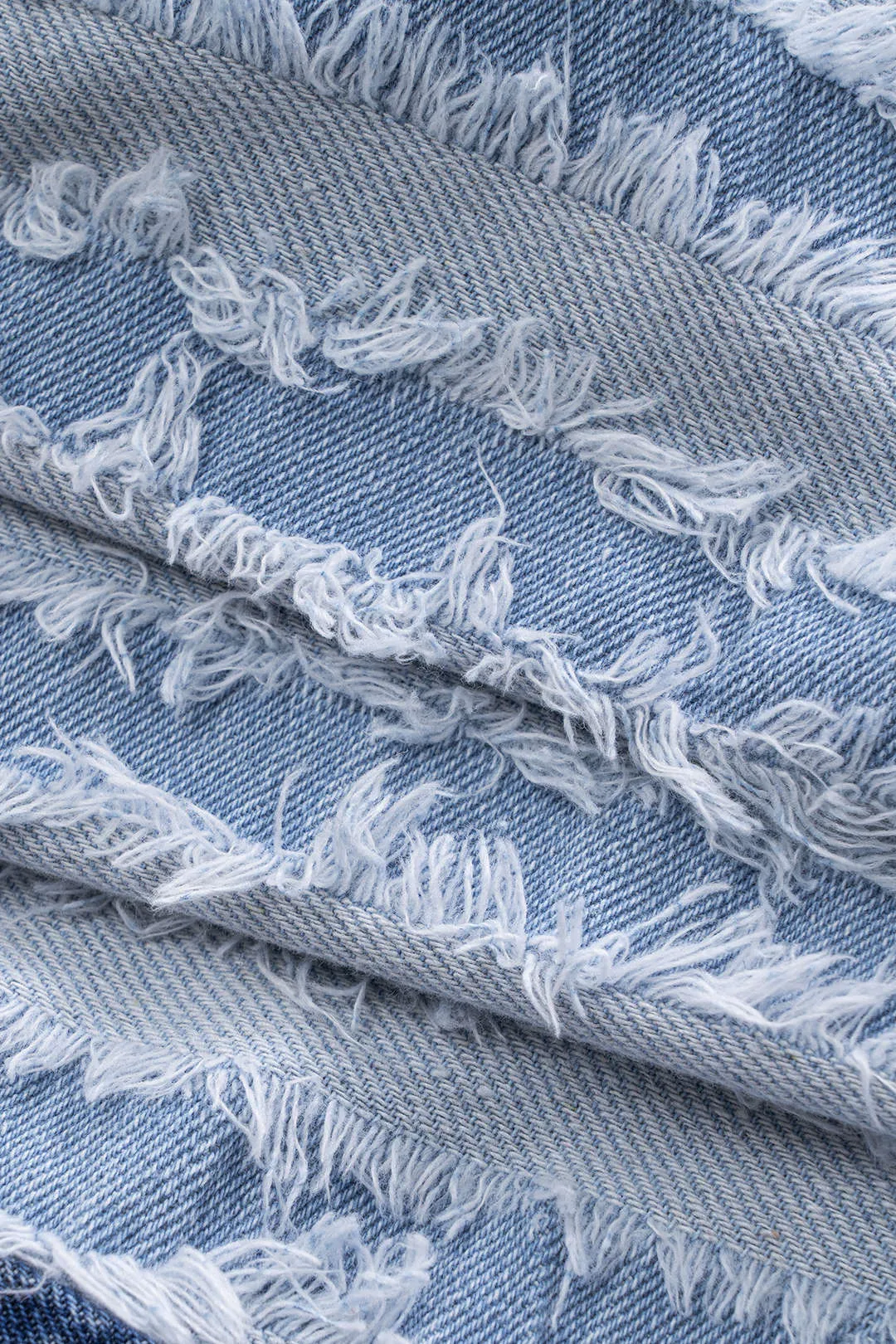 Denim Frayed Patchwork Mini Skirt sold by Micas product image thumbnail 4