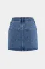 Denim Frayed Patchwork Mini Skirt sold by Micas