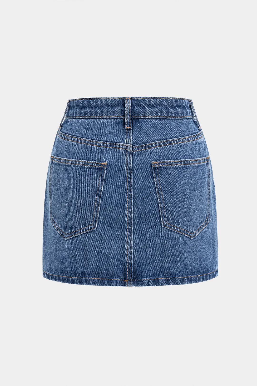 Denim Frayed Patchwork Mini Skirt sold by Micas product image thumbnail 2