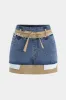 Denim patchwork mini nederdel sold by Micas