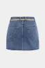 Denim patchwork mini nederdel sold by Micas