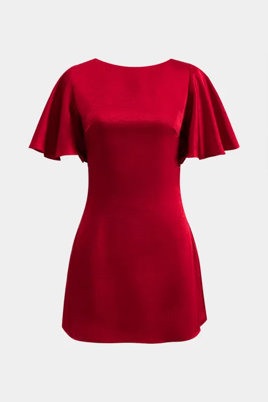 Satin Backless Cut Out Short Sleeve Mini Dress sold by Micas