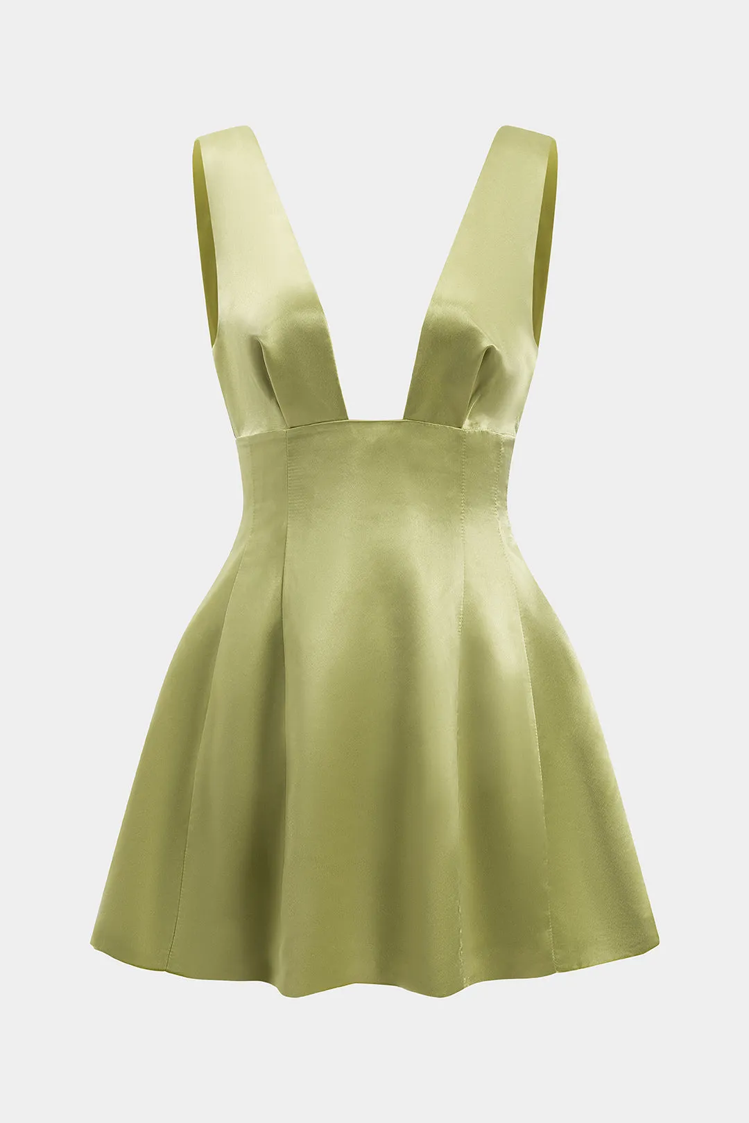 Satin rygfri plisseret ærmeløs mini kjole sold by Micas