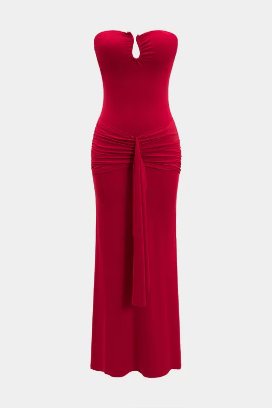 Stropløs ærmeløs metallisk stroppet maxi -kjole sold by Micas