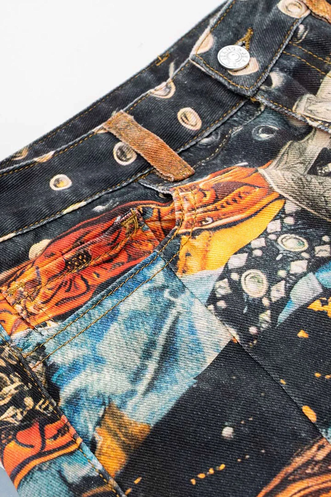 Retro print denim tønde jeans sold by Micas product image thumbnail 3