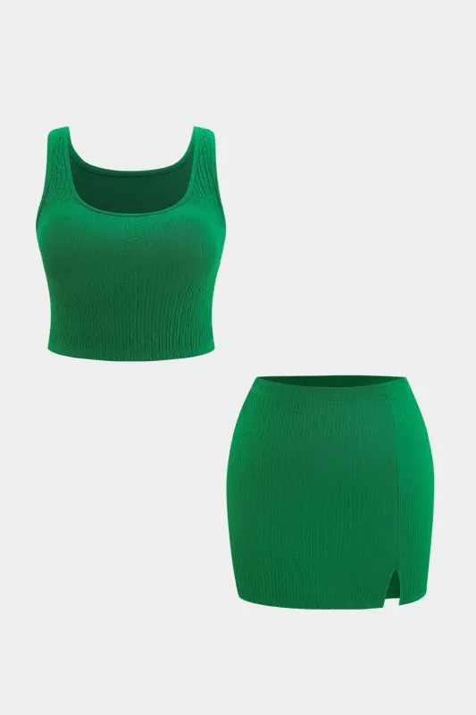 Plus størrelse tank top og sidespids nederdel sæt sold by Micas