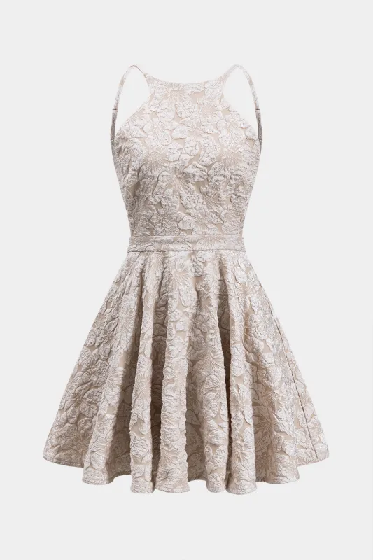 Jacquard rygfri slip ærmeløs mini kjole sold by Micas