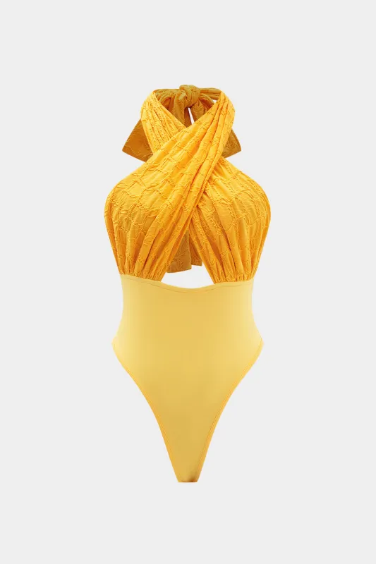 Patchwork krydsede ærmeløs bodysuit sold by Micas