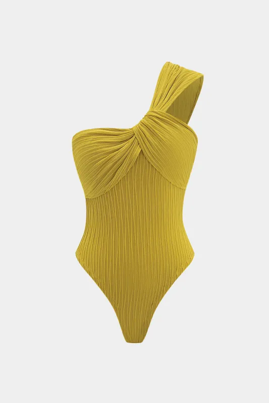 Bind front asymmetrisk ærmeløs bodysuit sold by Micas