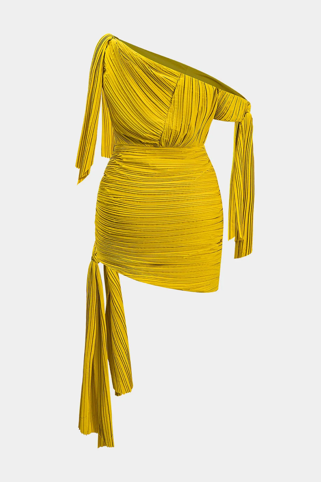 Plus størrelse slips front plisset asymmetrisk ærmeløs mini kjole sold by Micas product image thumbnail 2