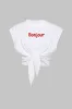 Brevprint knyttet kortærmet t-shirt sold by Micas