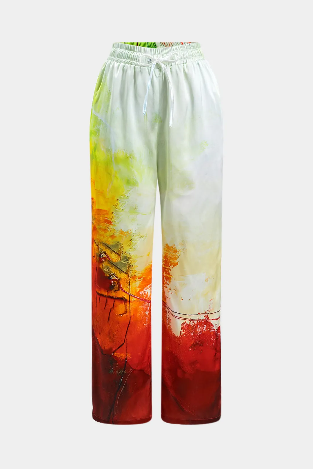 Abstract Print Satin Pocket Bukser sold by Micas