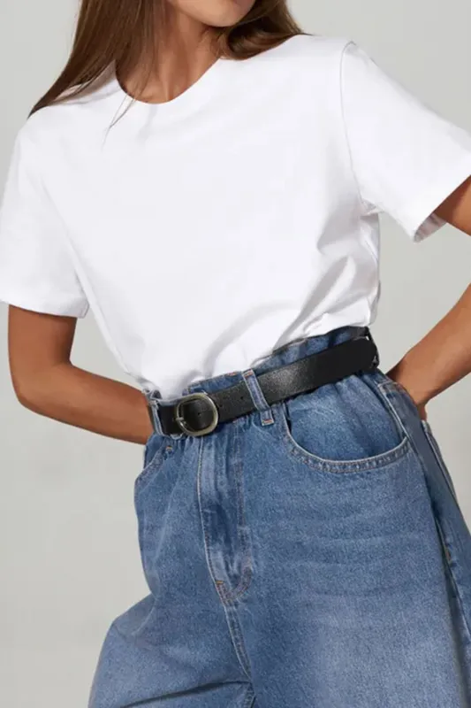 Round Neck Short Sleeve T-shirt made by Micas