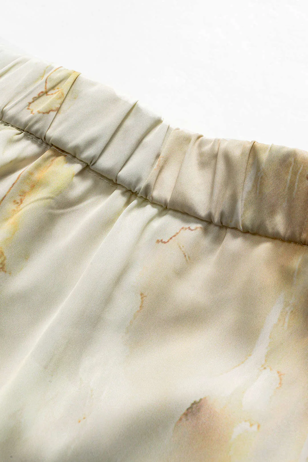 Abstrakt akvarelprint satin ruched knap lomme brede ben bukser sold by Micas product image thumbnail 5