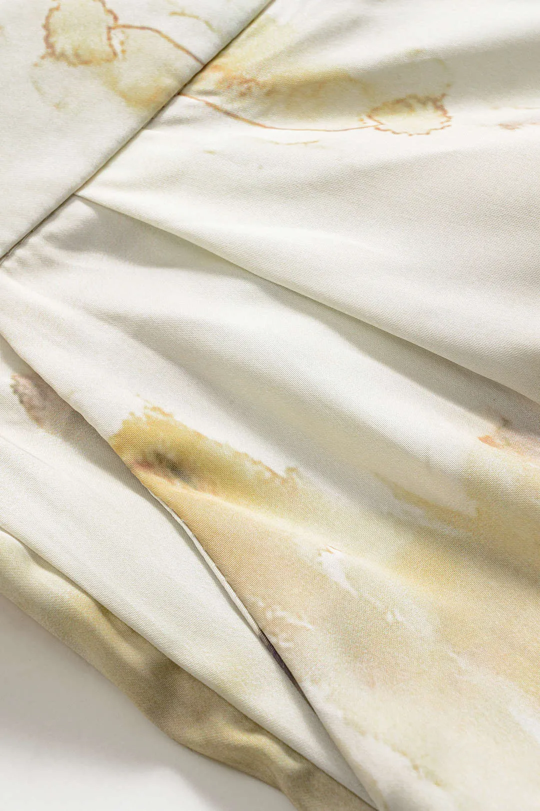 Abstrakt akvarelprint satin ruched knap lomme brede ben bukser sold by Micas product image thumbnail 3