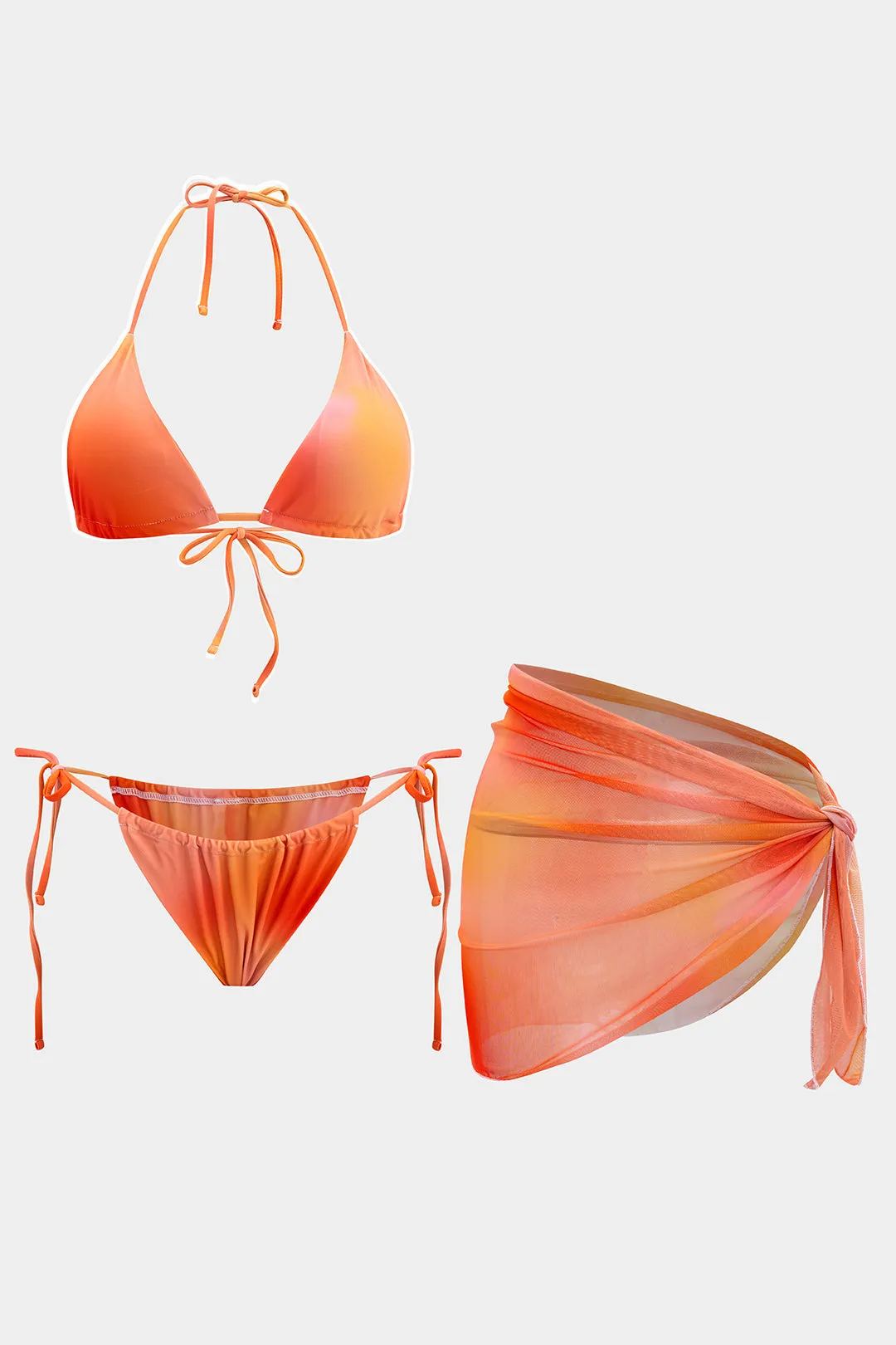Ombre Print Mesh Tie-Up Bikini Set sold by Micas