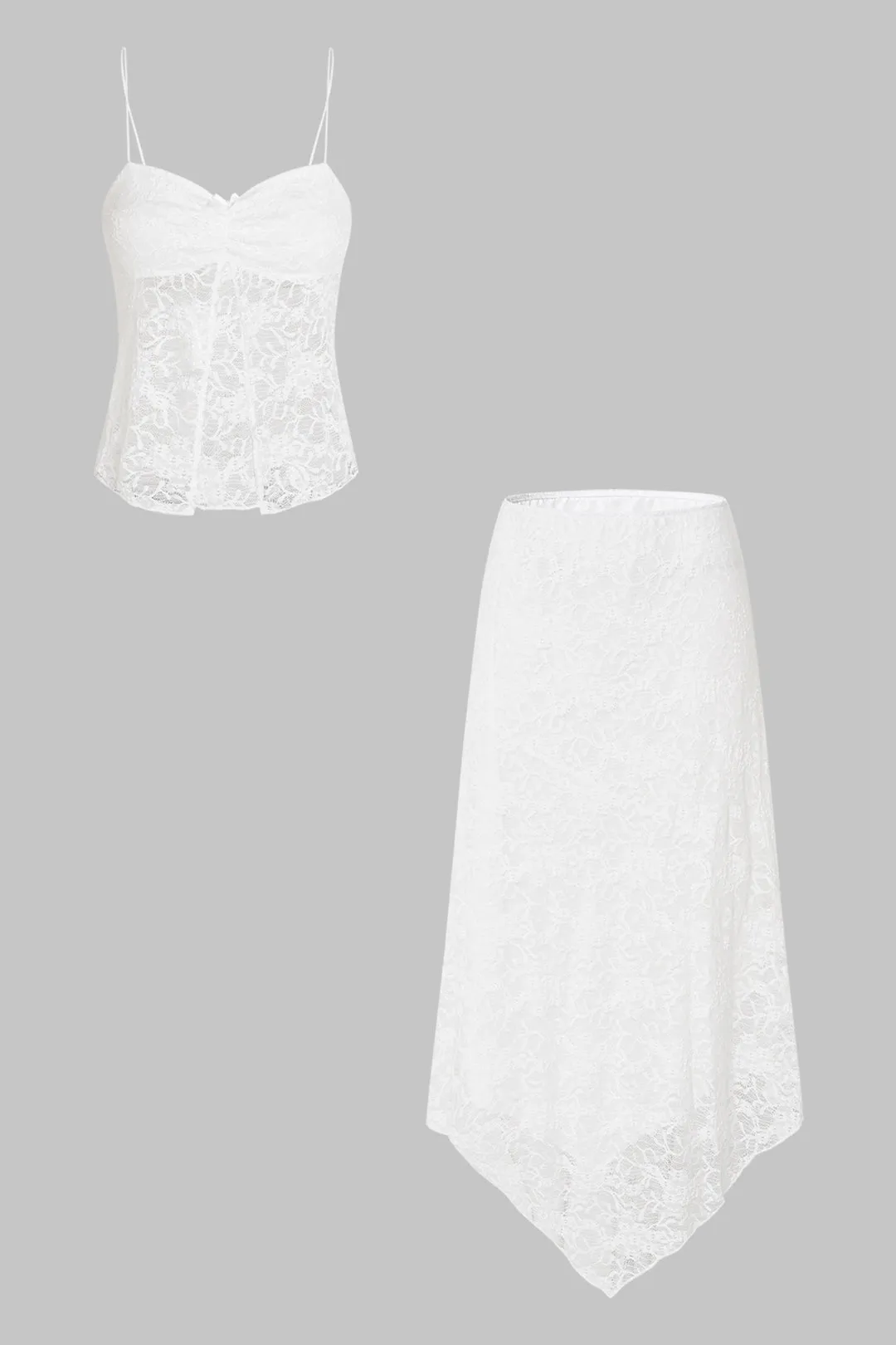 Asymmetrisk blonder stroppet nederdel sæt sold by Micas