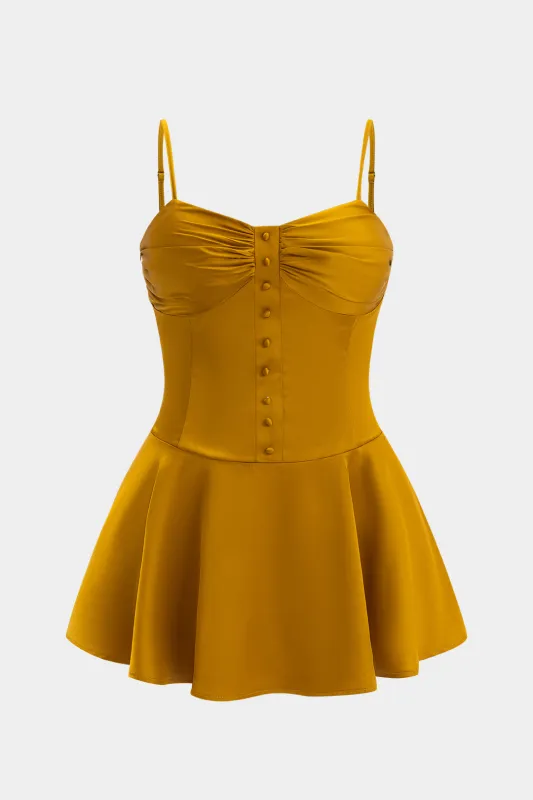 Plus størrelse satin ruched slip ærmeløs mini kjole sold by Micas