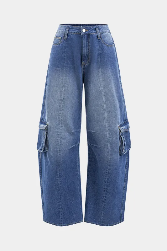 Klap lomme bred ben tønde jeans sold by Micas