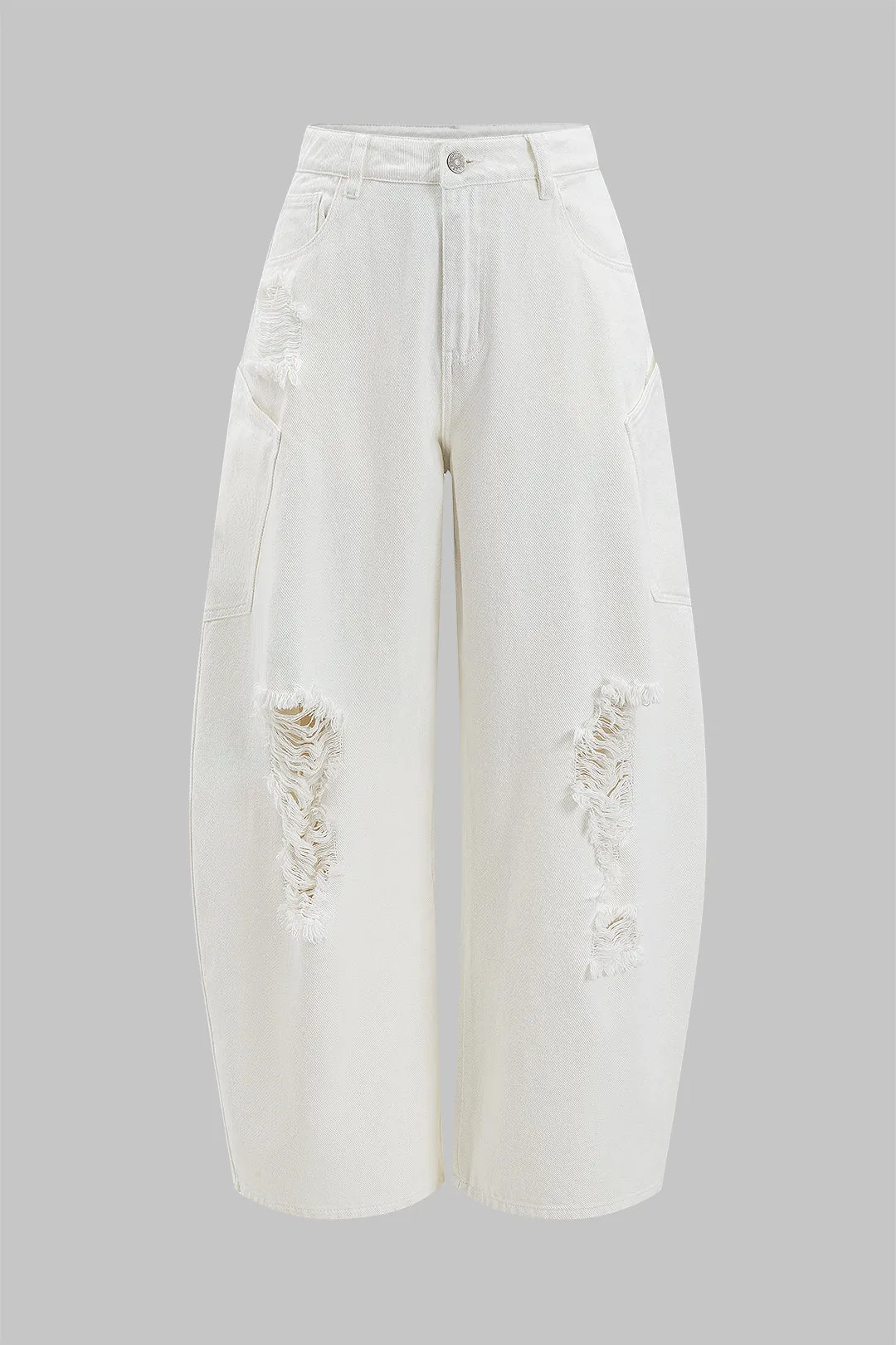 Rippet lynlås brede ben tønde jeans sold by Micas