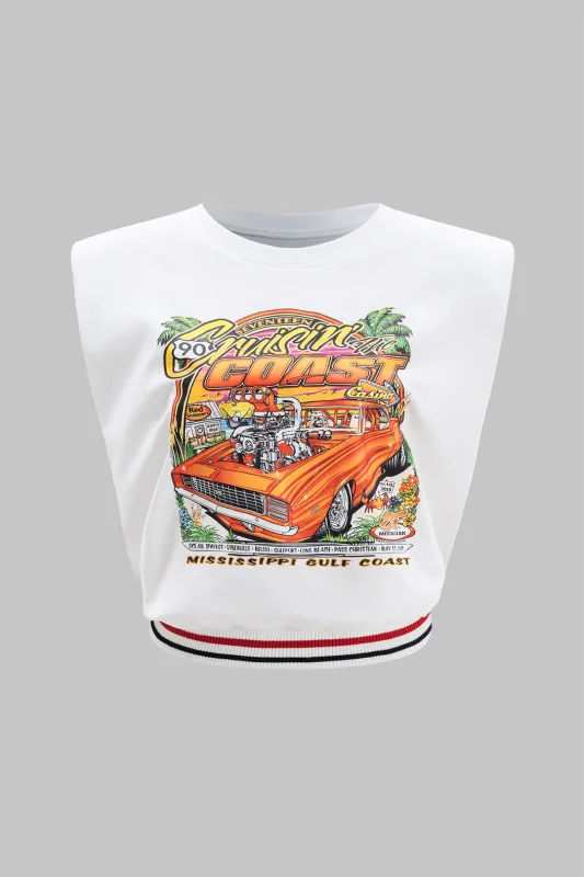 Bilprint rund hals ærmeløs t-shirt sold by Micas