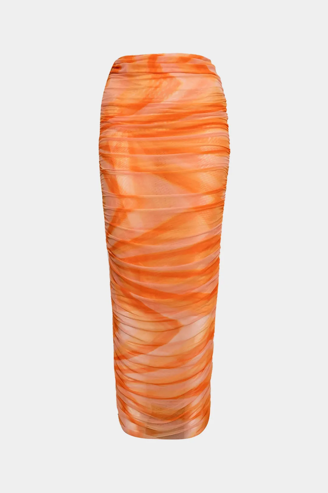 Kontrastprint Mesh Ruched nederdel sold by Micas